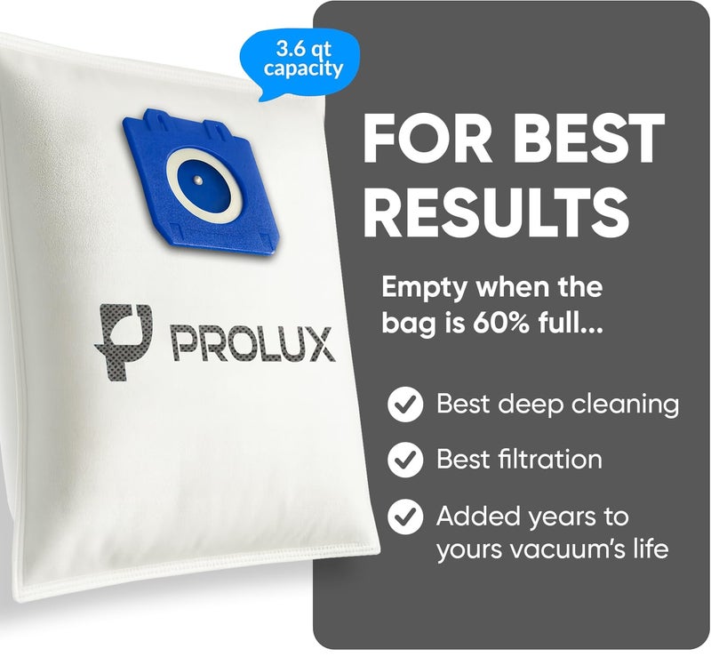 PROLUX 6 pack of HEPA bags and 2 post Filters for the Prolux 6000/7000/8000/9000 series upright vacuum cleaners - Image 4